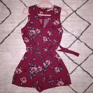 Abercrombie & Fitch Burgundy Floral Romper